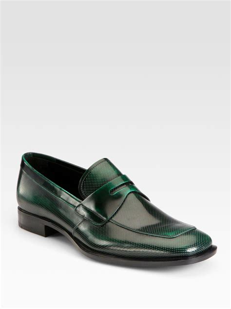 green prada loafers